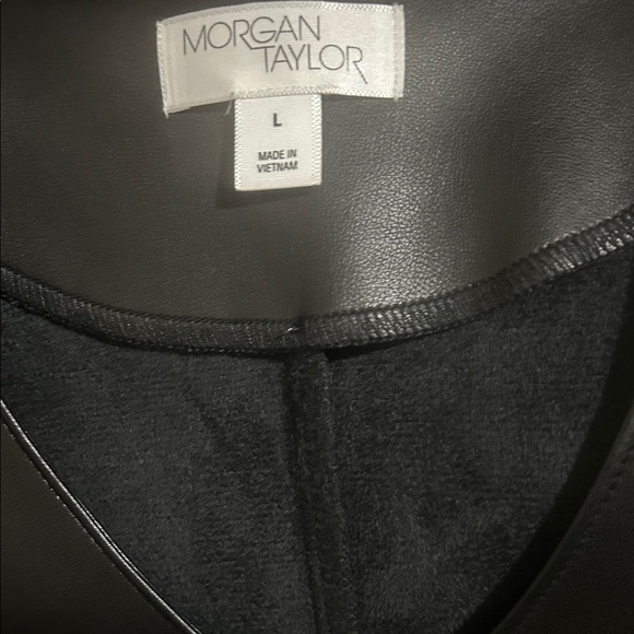 Morgan Taylor Black Faux Leather button-down dress Ptp 20” NWT - Picture 5 of 5